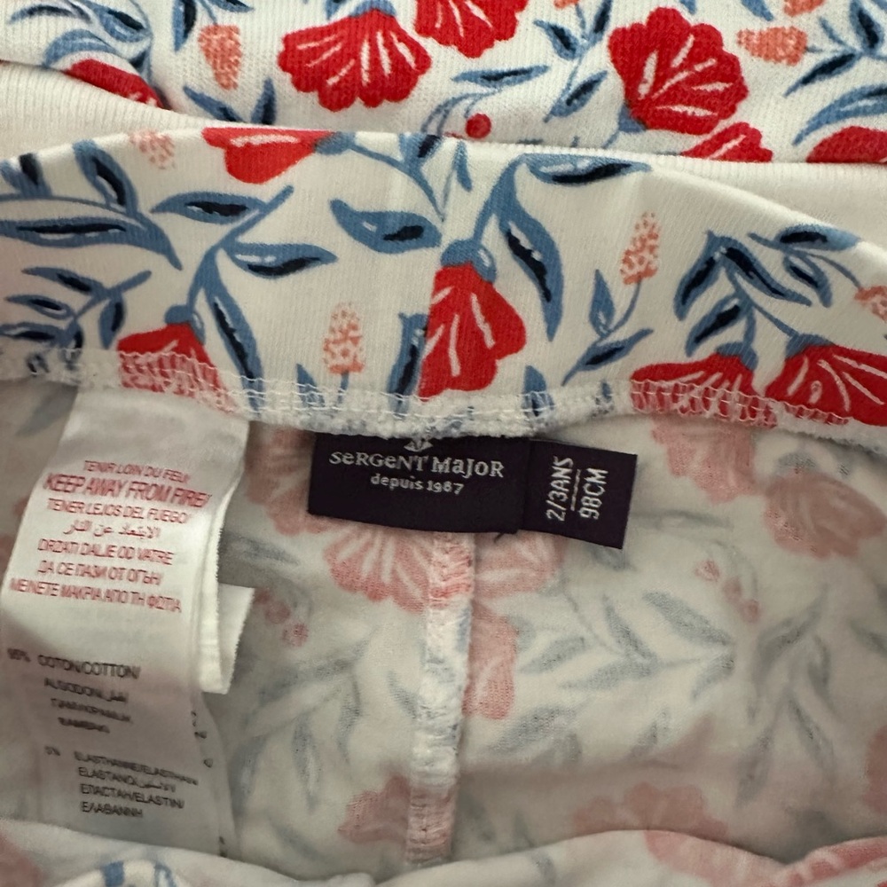 Sergent Major (French) Kids Floral matching Set - Red and Blue 3T - Picture 3 of 3